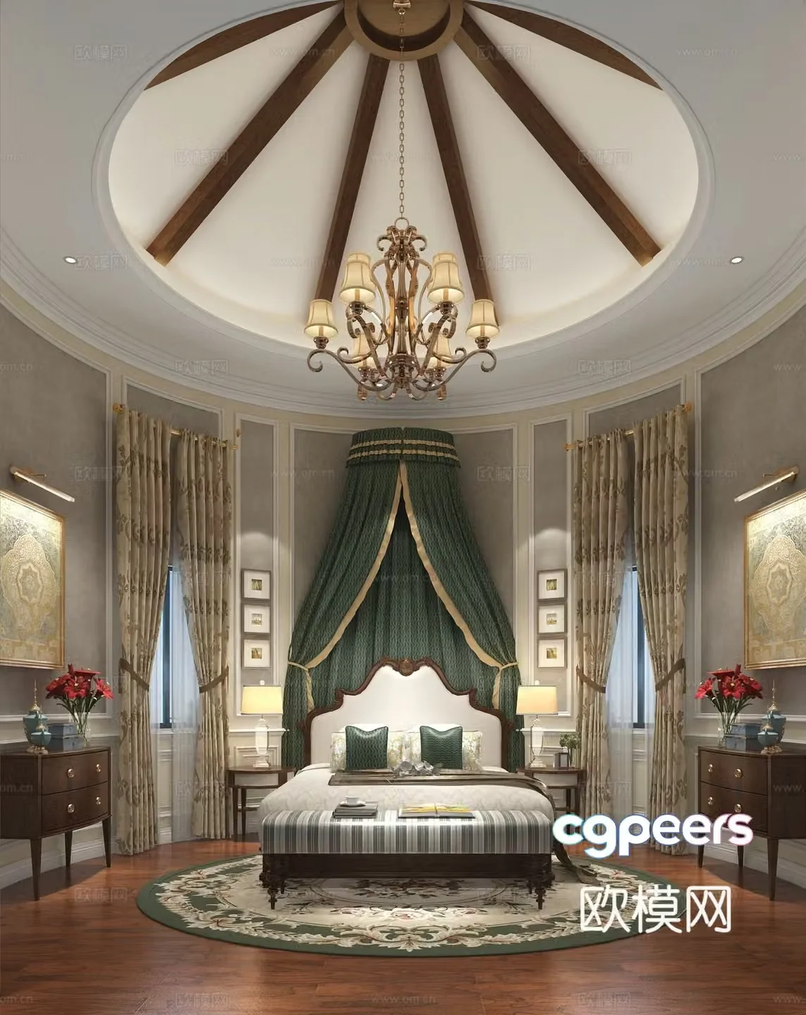 European style bedroom master bedroom 3d model