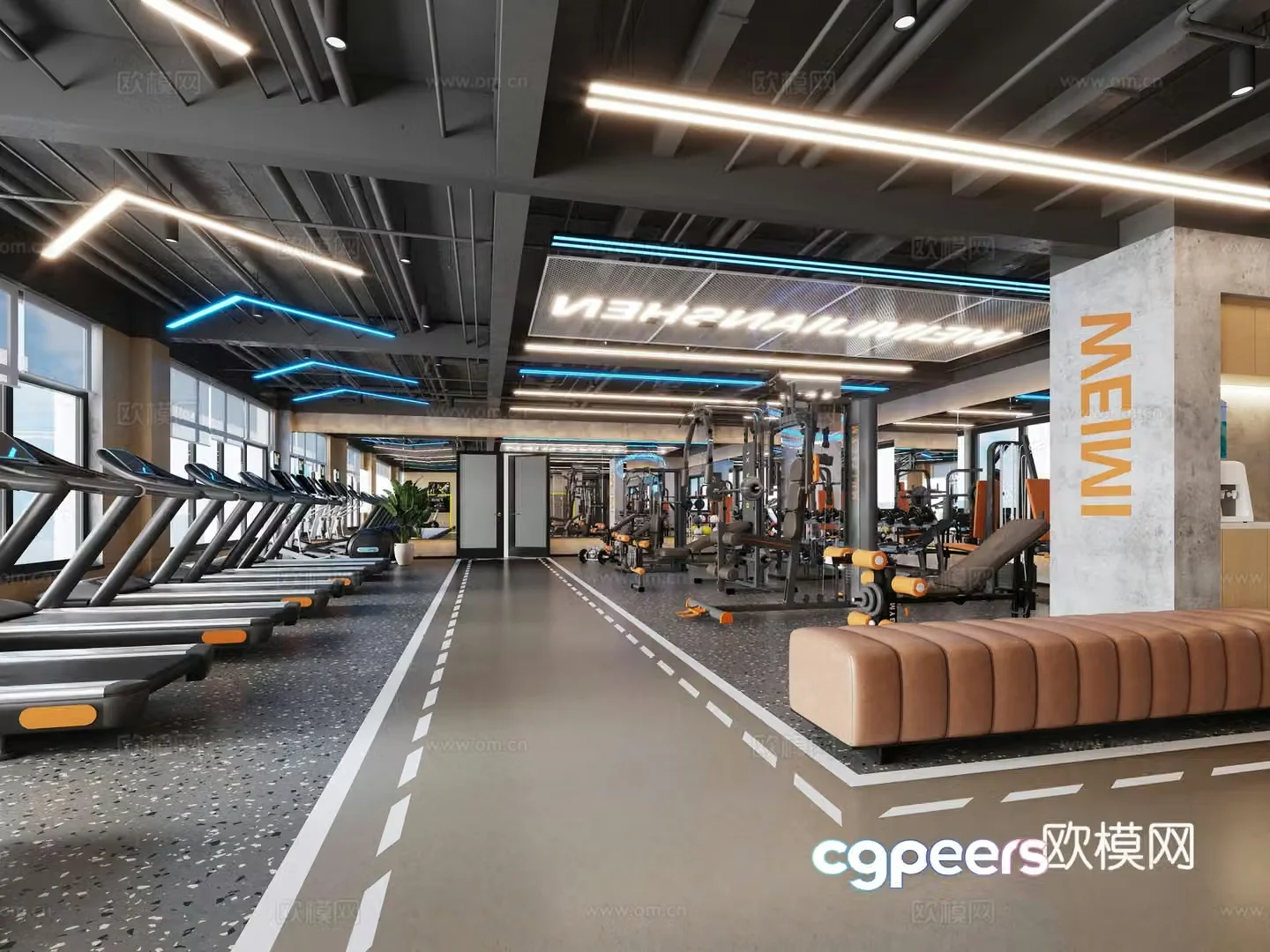 Industrial style gym 3d model