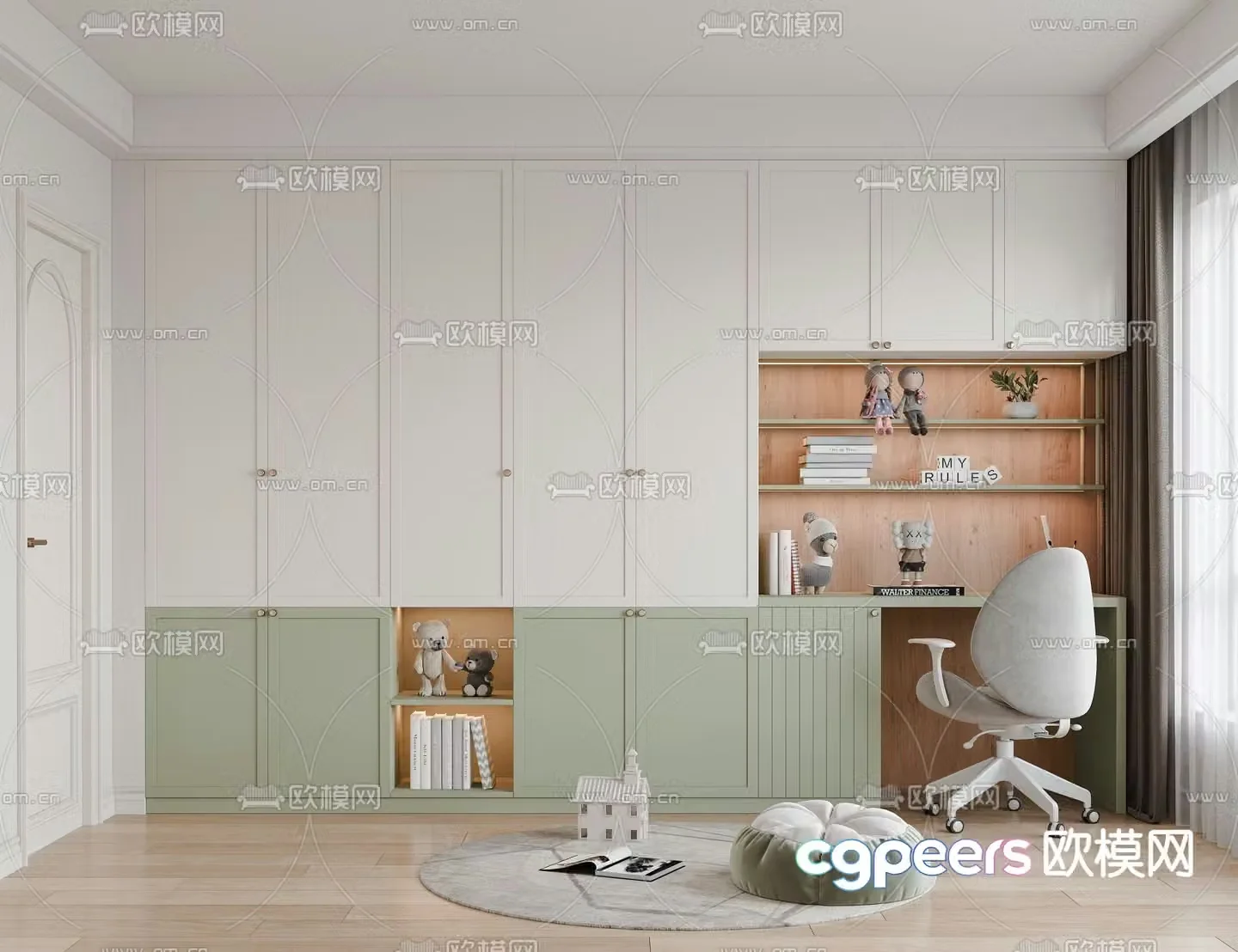 Integrated wardrobe children’s cabinet 3d model