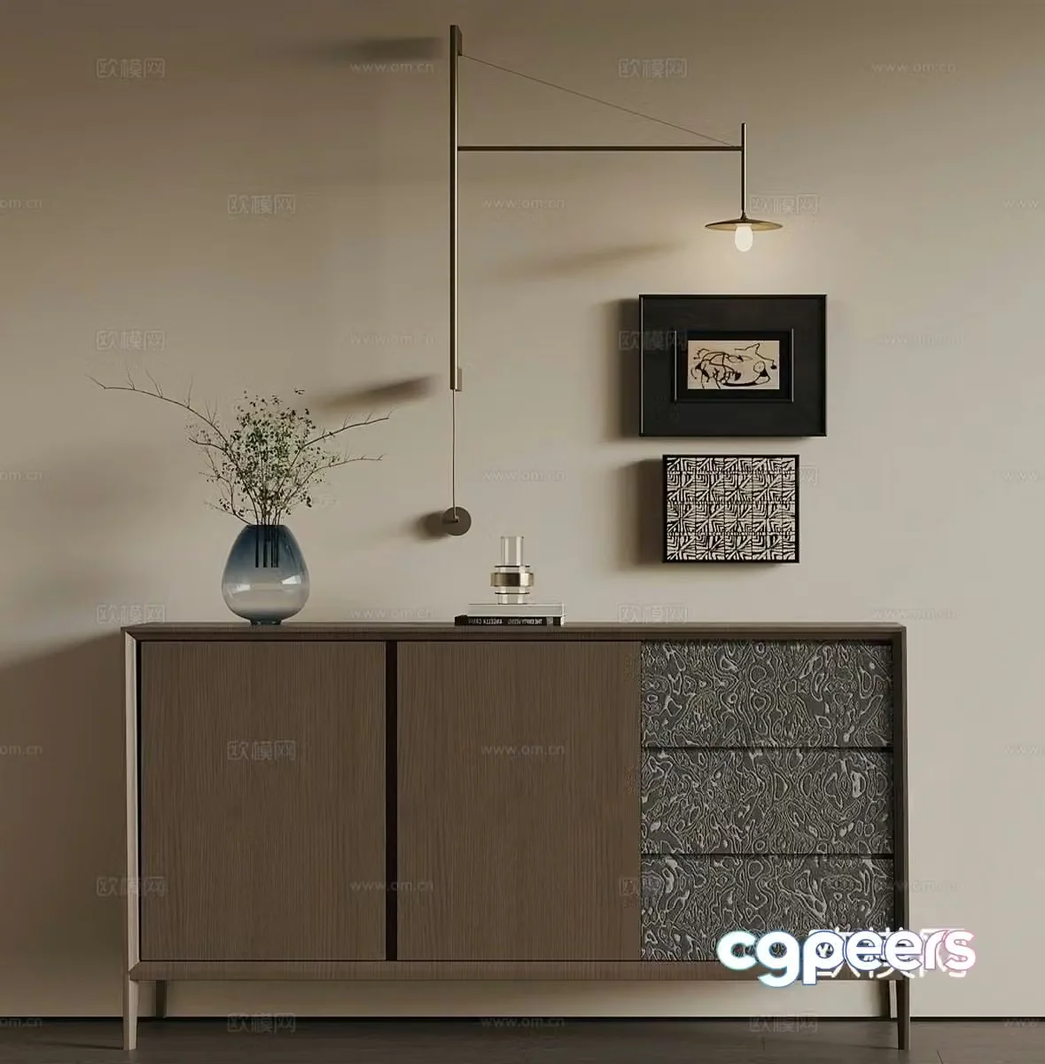 Modern Italian sideboard_Modern Italian sideboard_Decoration cabinet_Portrait cabinet_Decoration drawing 3D model