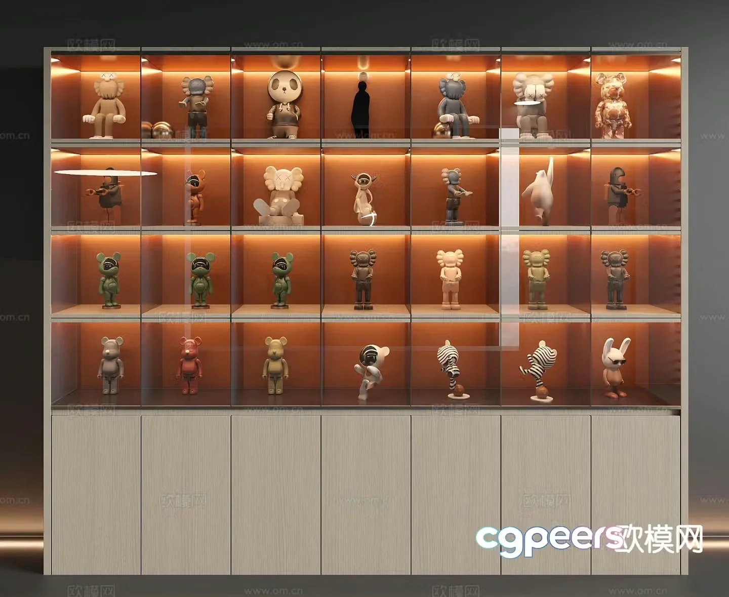 Modern decorative cabinet figure display cabinet violent bear 3D model