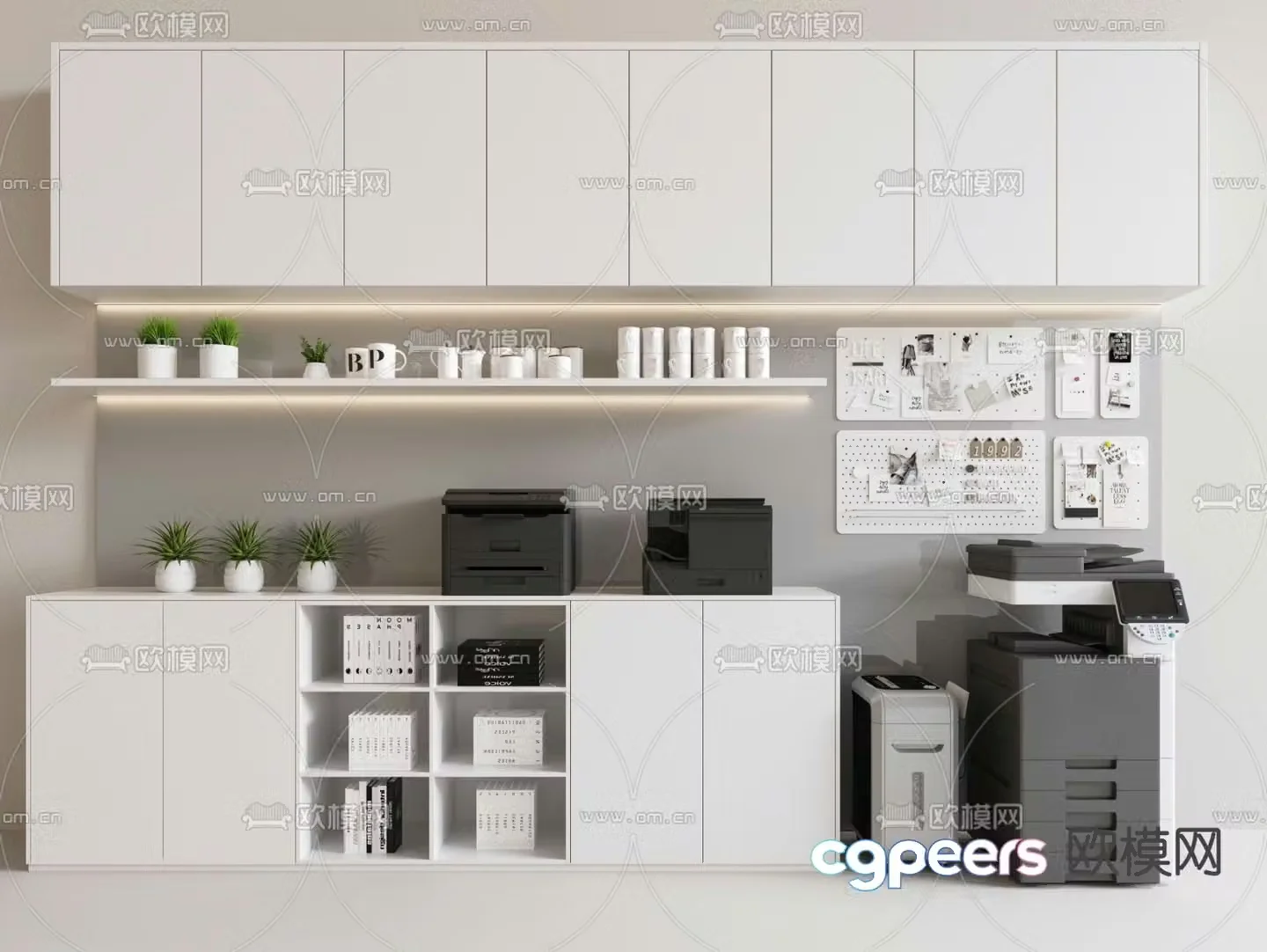 File cabinet office cabinet printer perforated board 3d model