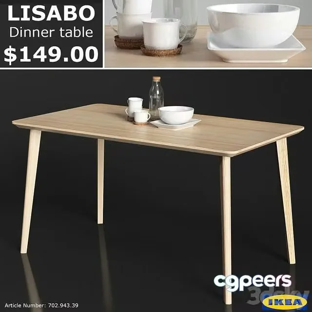 3ds Max Free – IKEA LISABO dinner table