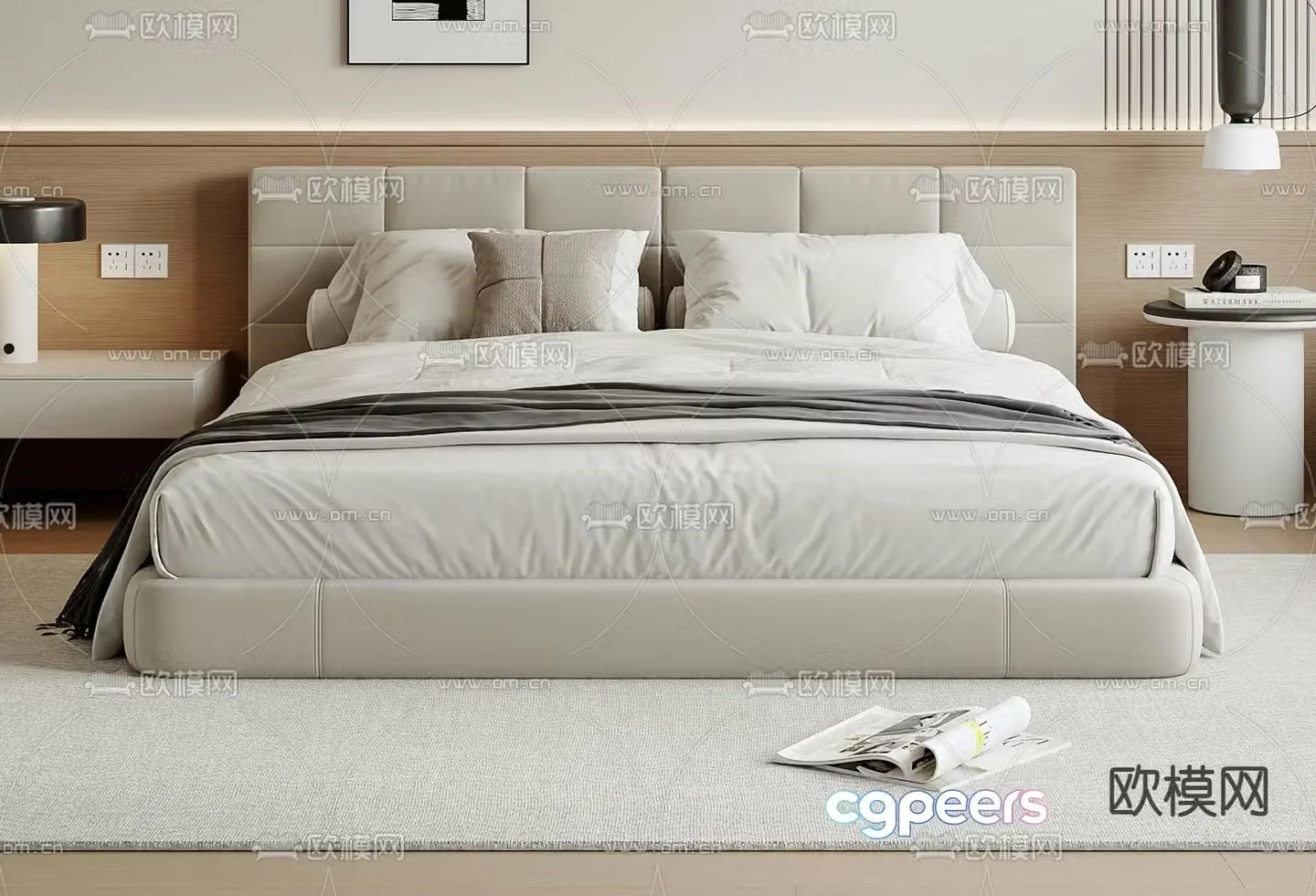 Modern double bed 3d model