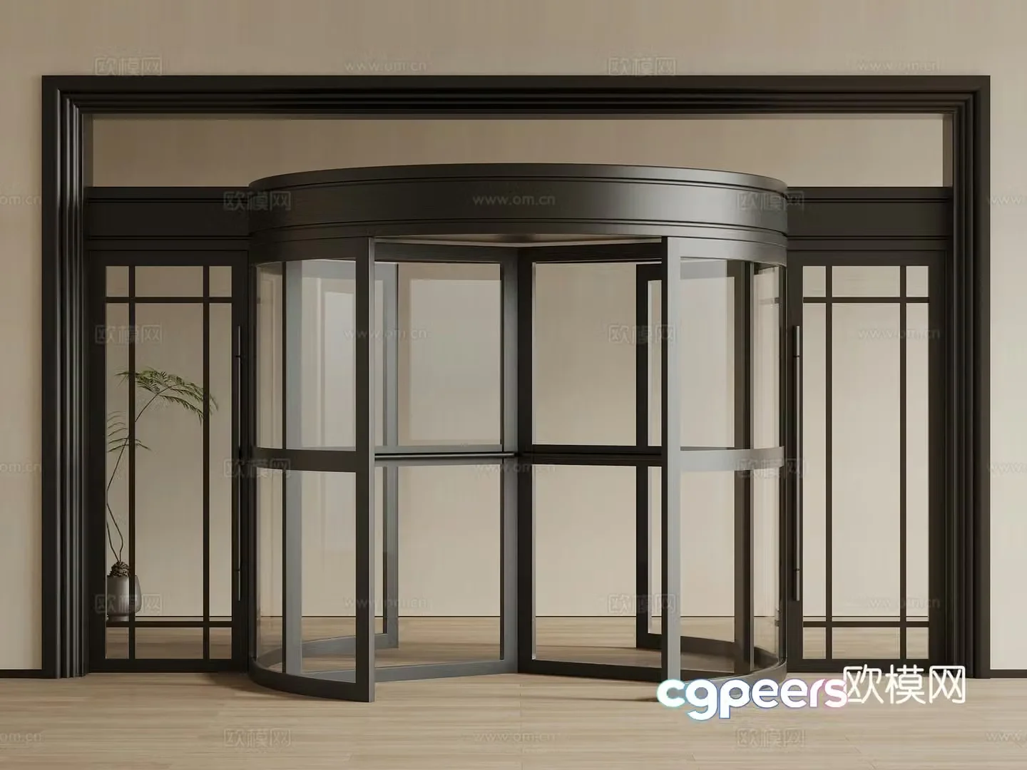 Modern electric revolving door Induction door Hotel door 3D model