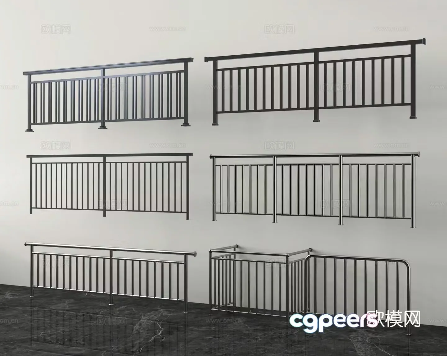 Wrought iron guardrail railing guardrail fence guardrail railing handrail 3d model