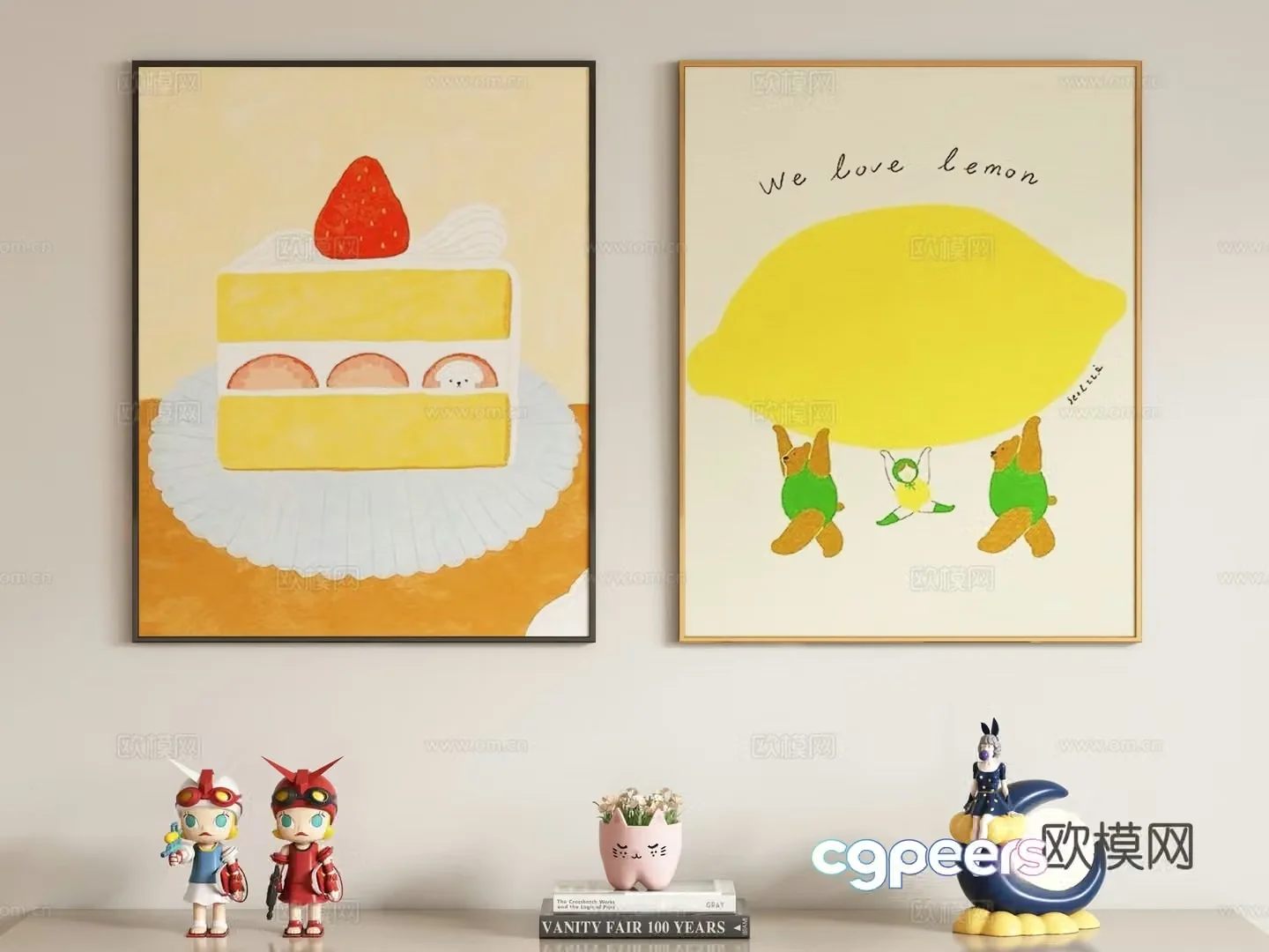Creamy style children’s decorative painting hanging painting 3d model