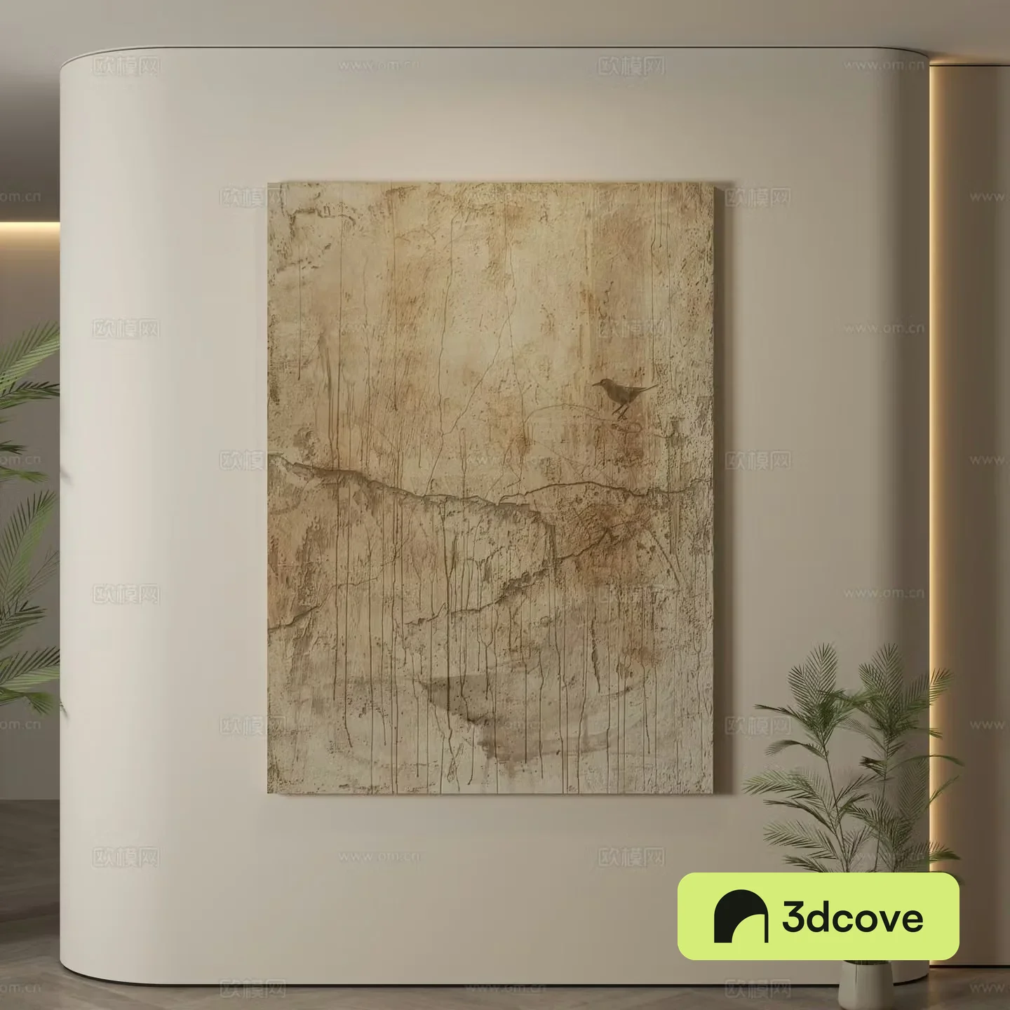 Modern hanging paintings Wasabi wind hanging paintings texture paintings abstract paintings decorative paintings 3D model