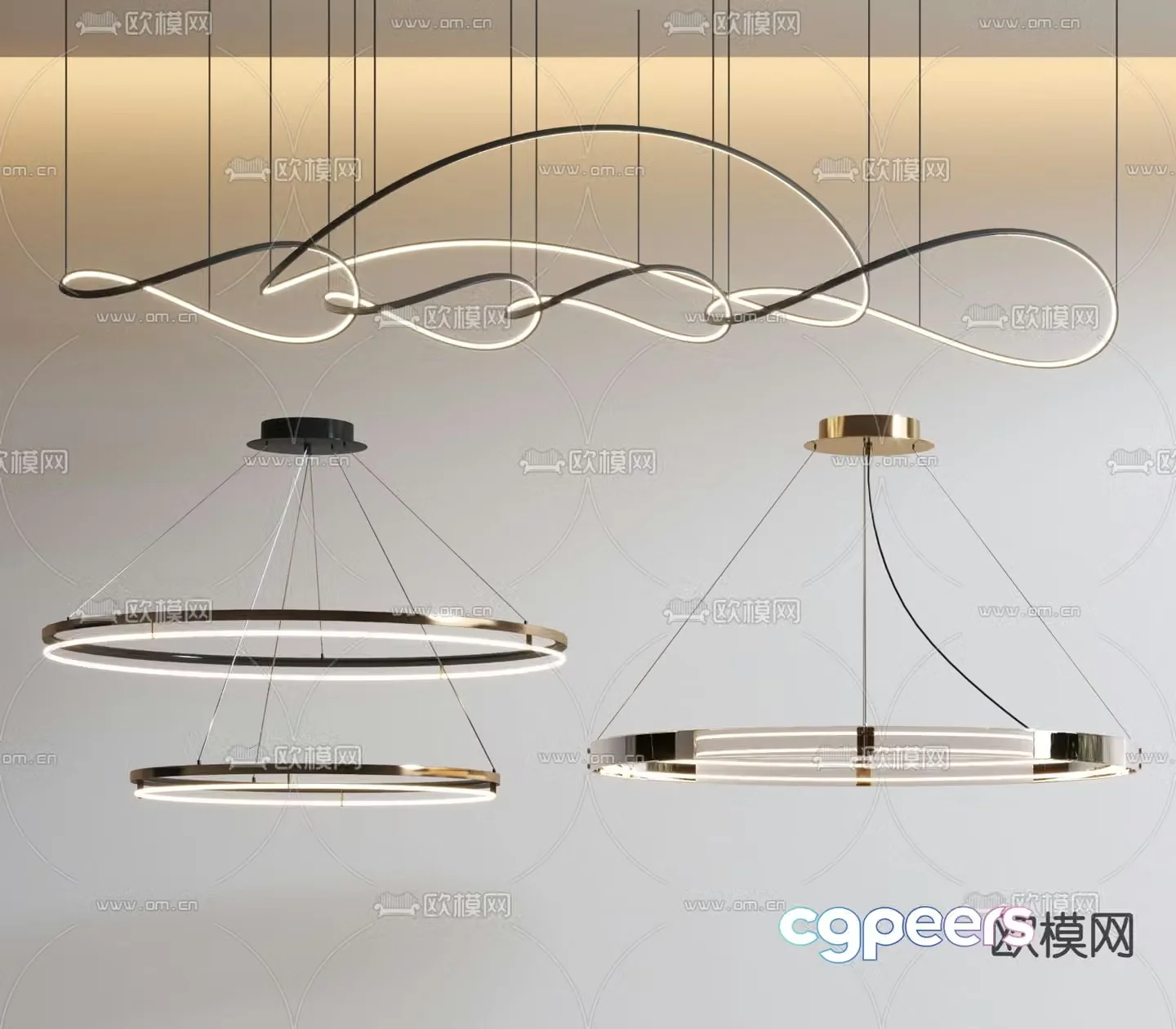 Metal chandelier special-shaped chandelier ring chandelier 3d model