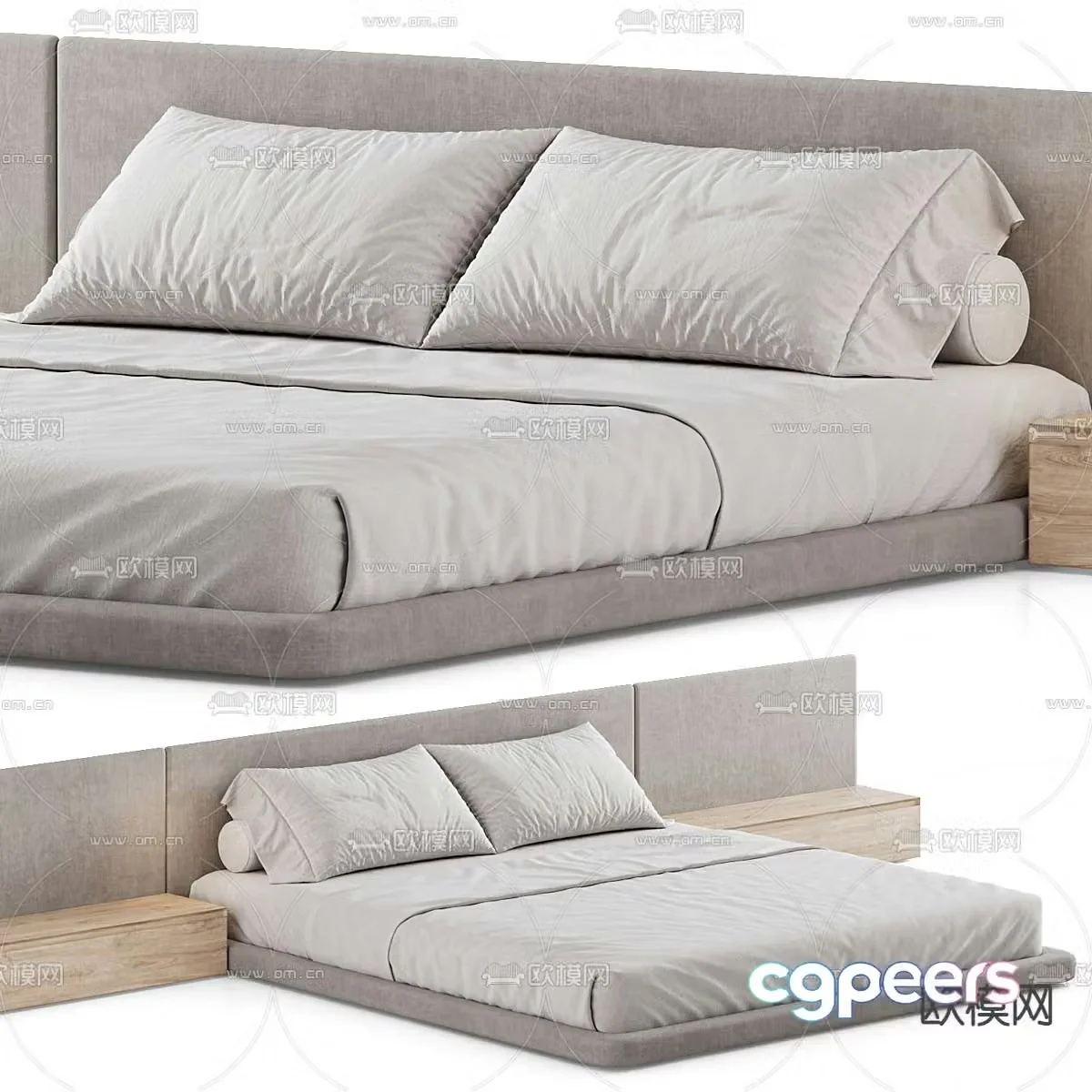 Modern double bed 3d model