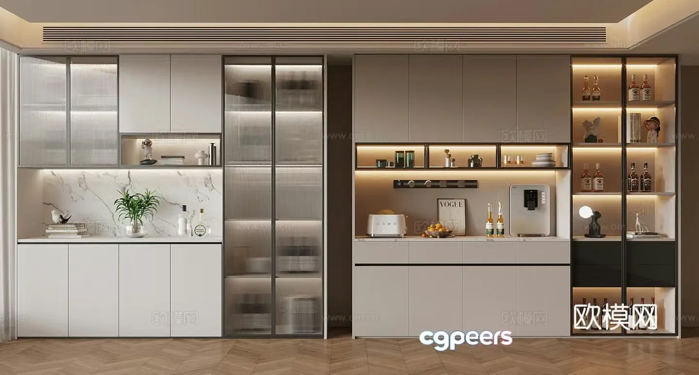 Modern minimalist wine cabinet glass wine cabinet shoe cabinet wine cabinet restaurant wine cabinet sideboard cabinet 3D model