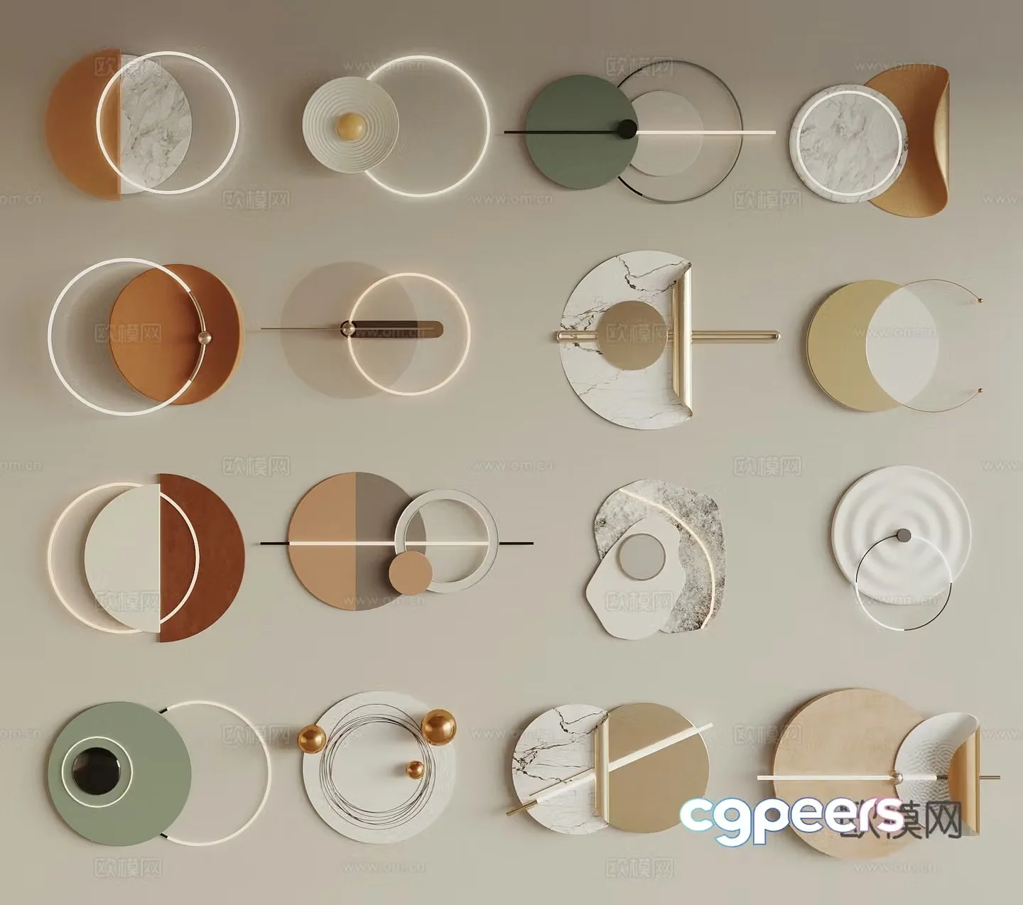 Modern wall decoration wall light wall decoration circular wall decoration light luxury wall decoration 3D model