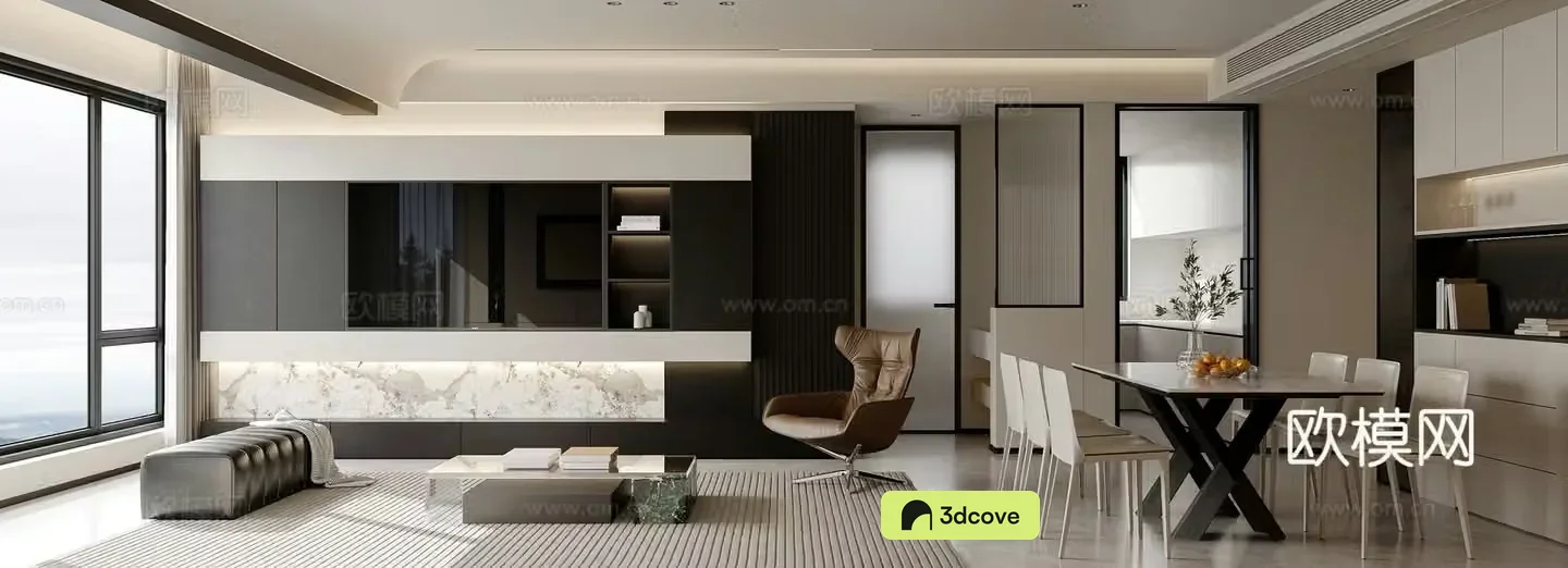 Modern living and dining room