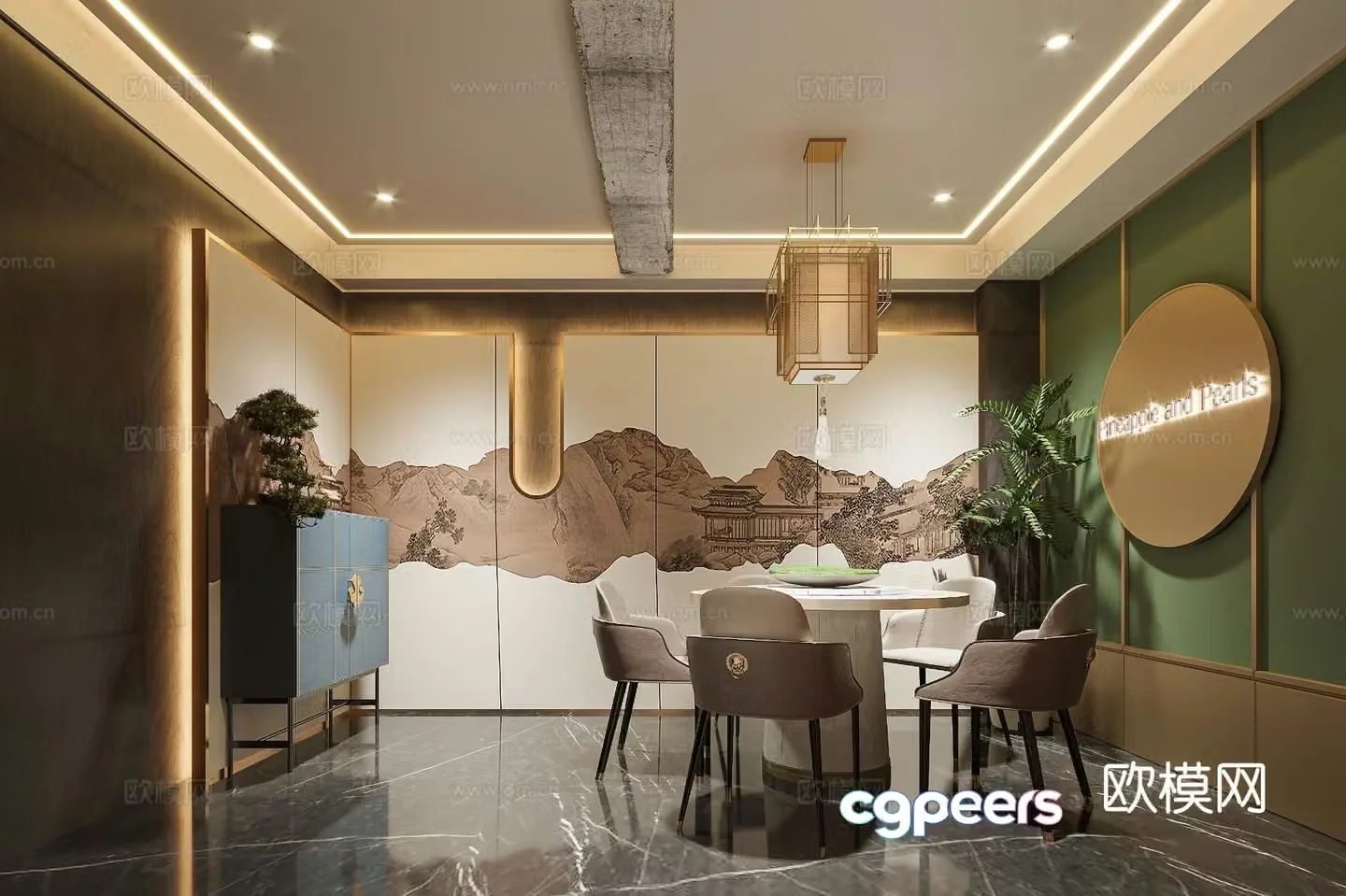 New Chinese restaurant private room 3D model