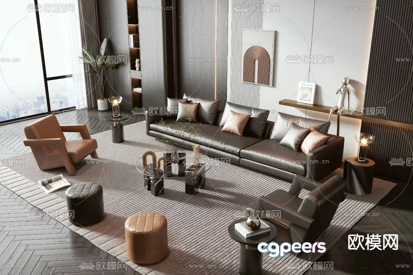 Modern sectional sofa 3d model