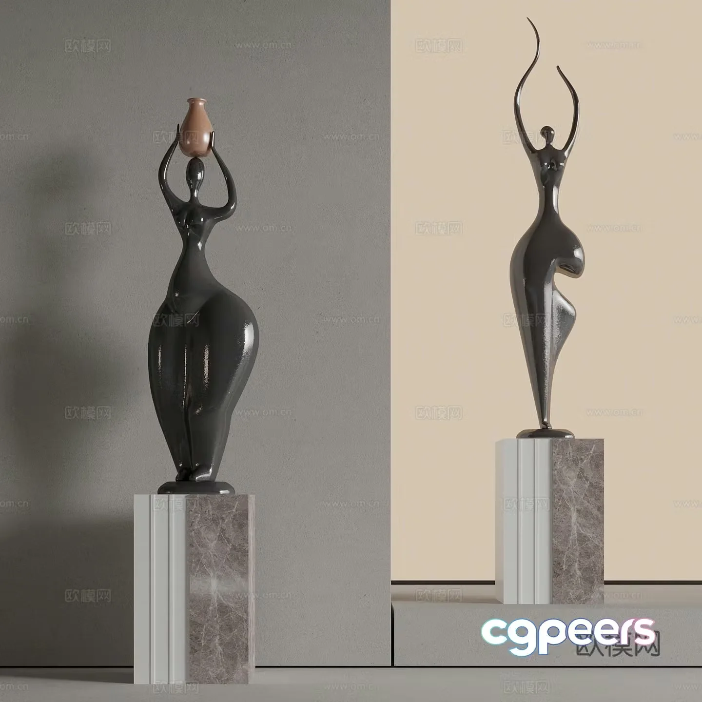 Modern art human sculpture 3d model