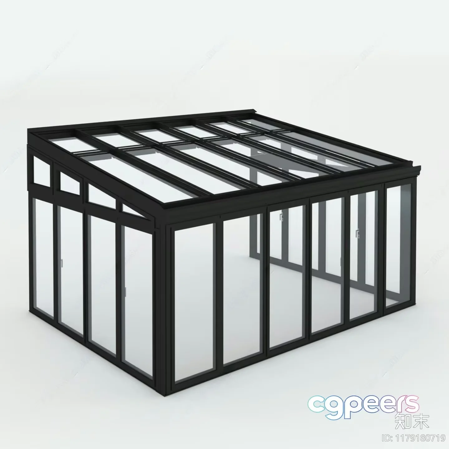 A Glass Structure With A Black Frame 3D Model – 15366 – VRAY Render