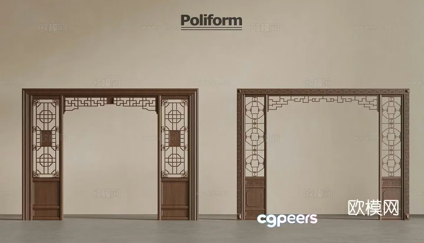 New Chinese style pass partition 3D model
