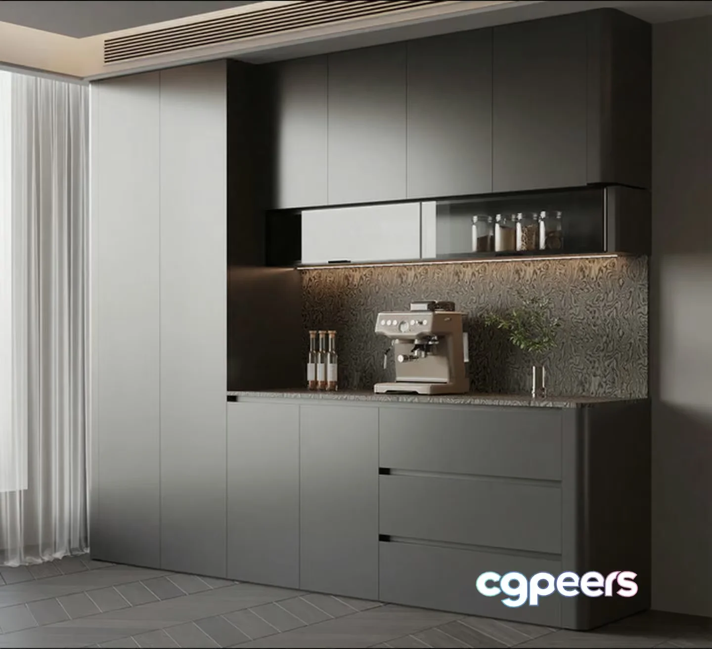 Modern Kitchen 3D Model – 23721 – VRAY Render