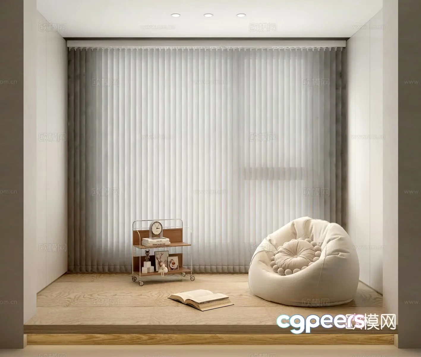 Modern dream curtain lazy sofa moving side 3d model
