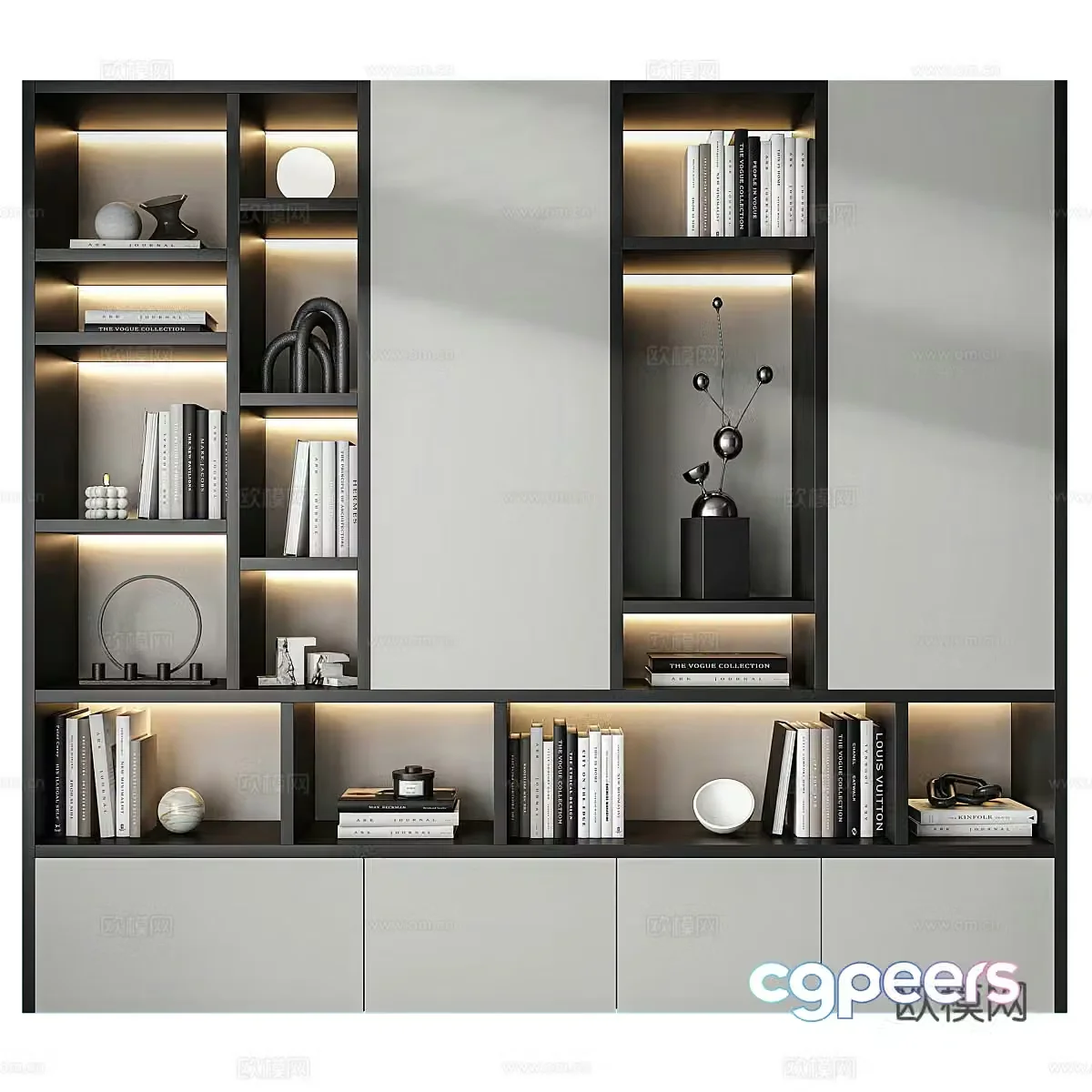 Modern Italian minimalist decorative bookcase 3D model