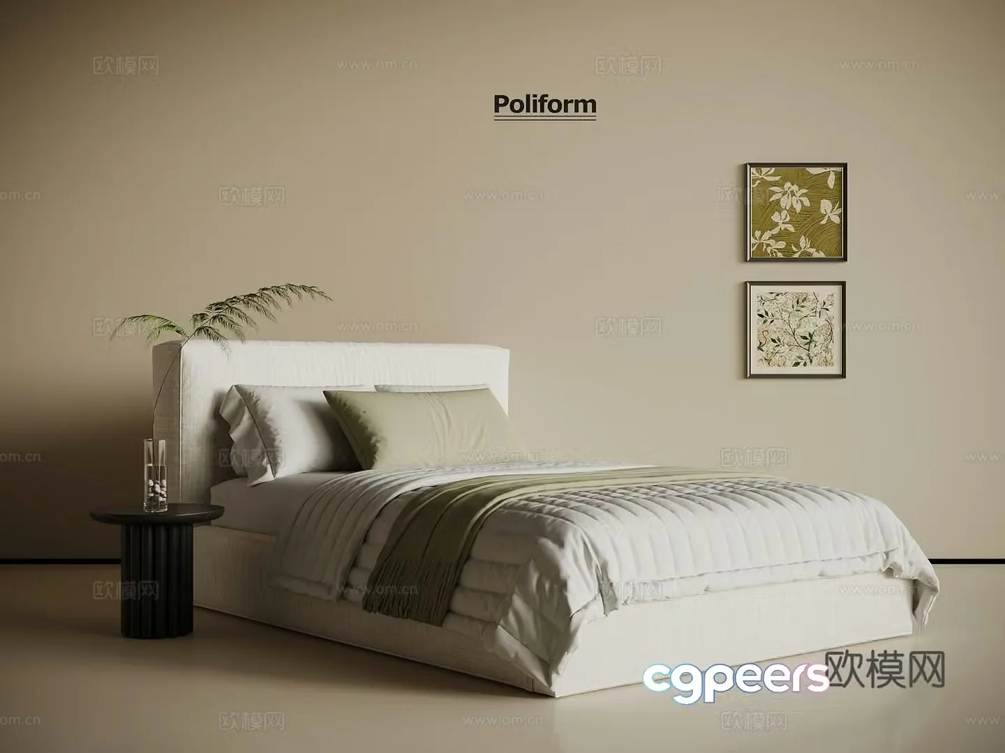 Modern single bed 3d model