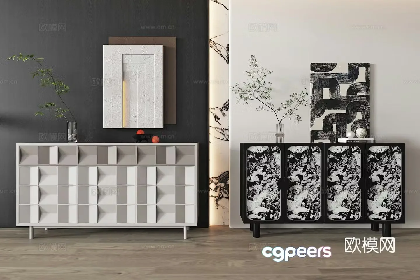Modern entrance cabinet end view cabinet shoe cabinet side cabinet 3D model