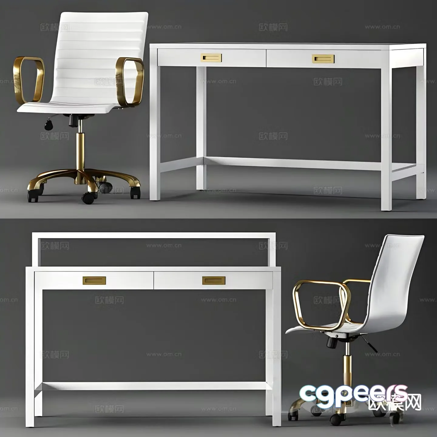 Light luxury desk desk 3d model