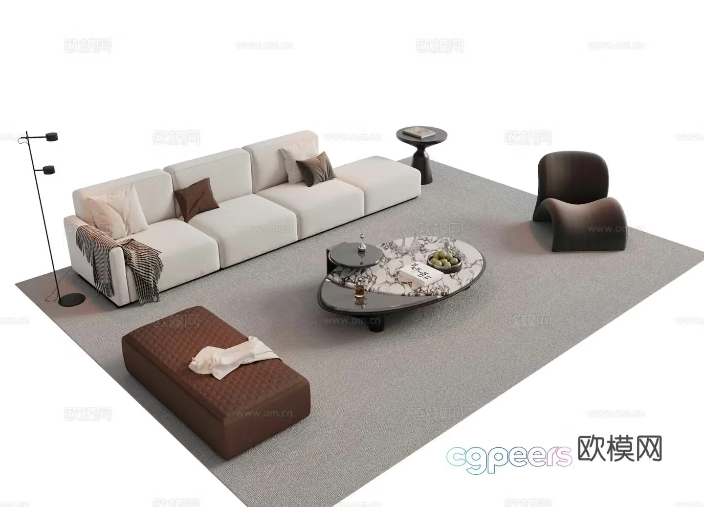 Italian soft sofa combination sofa 3D model