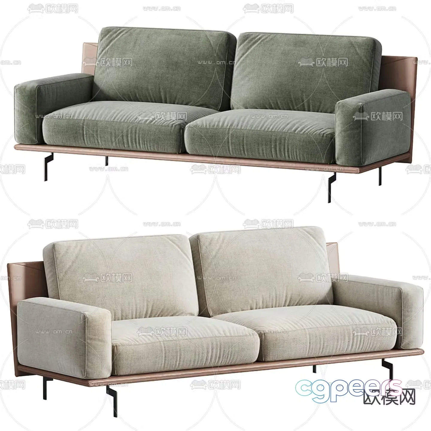 Fabric sofa double sofa 3d model