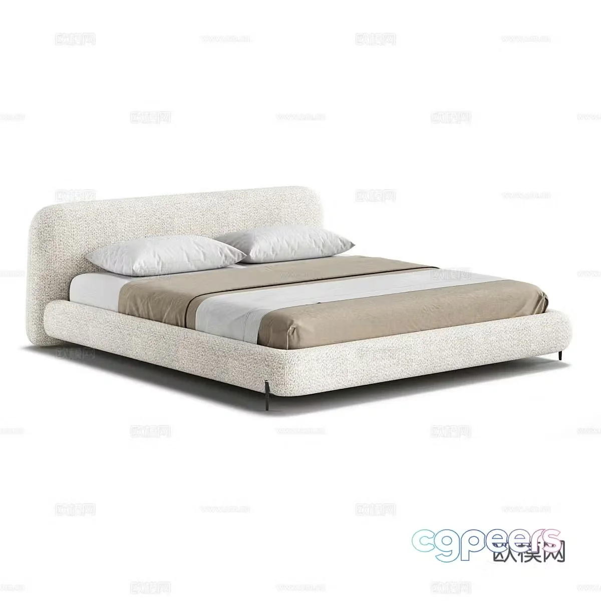 Modern simple double bed Double bed Simple bed Bedroom bed Pillow 3D model