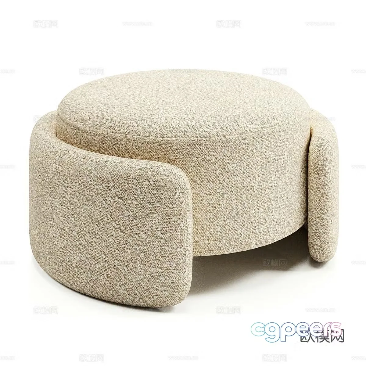 Cream style sofa stool round stool 3d model