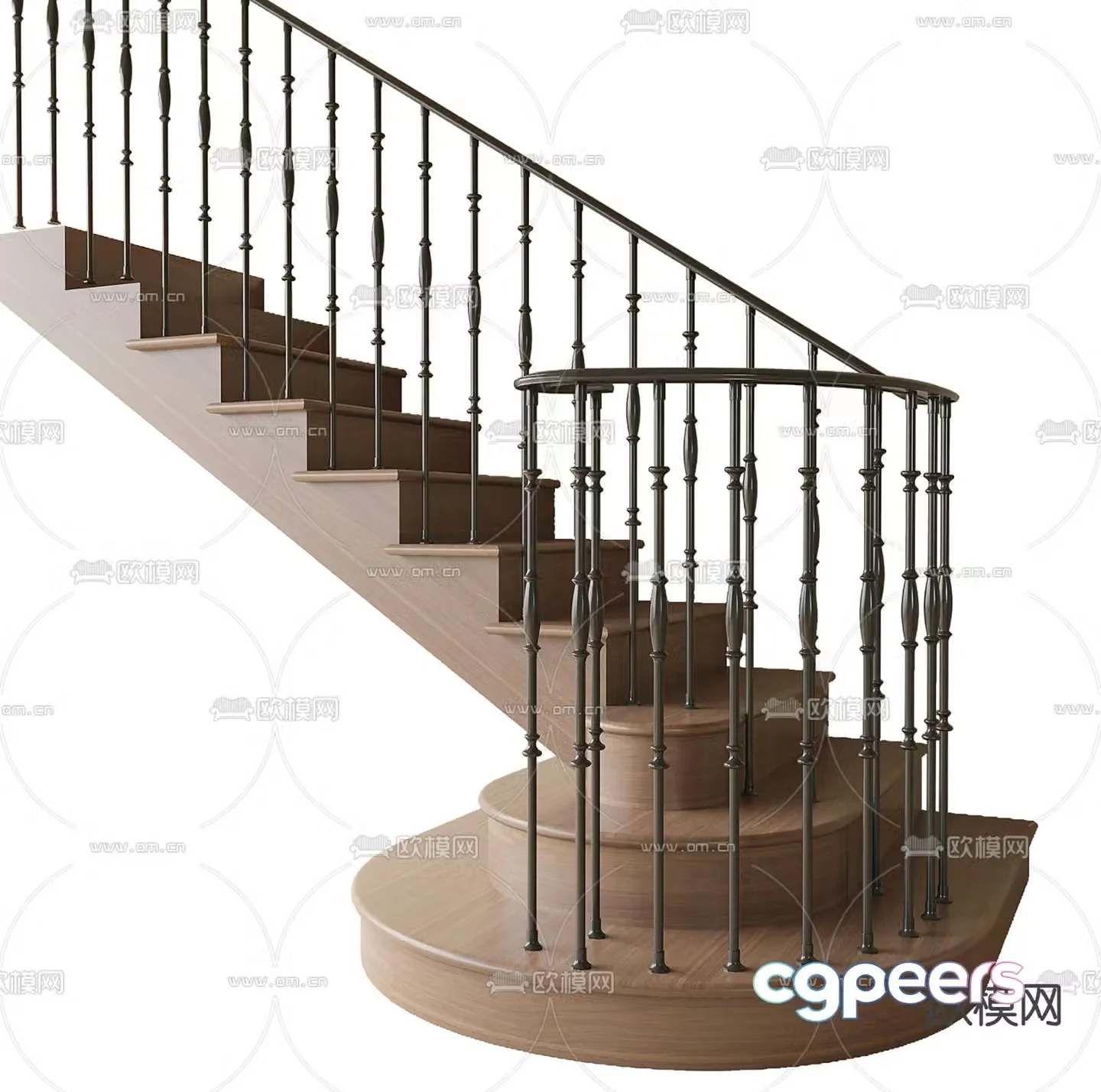 Modern handrail staircase 3d model