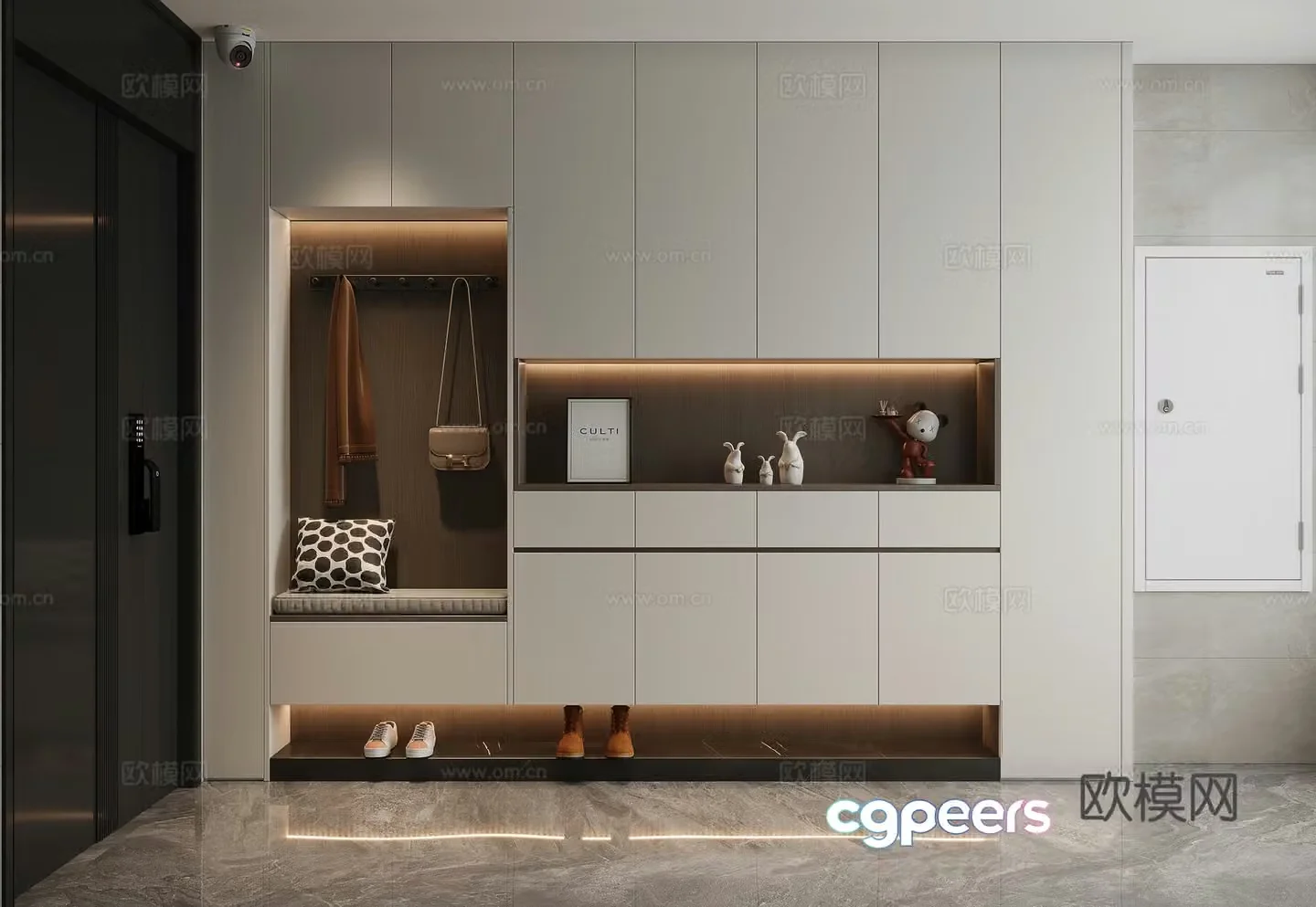 Modern simple entrance shoe cabinet 3d model