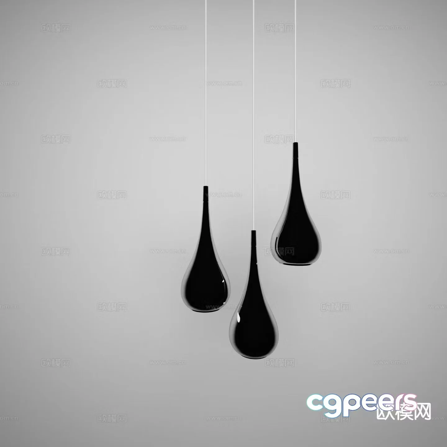 Modern water drop lamp chandelier 3d model