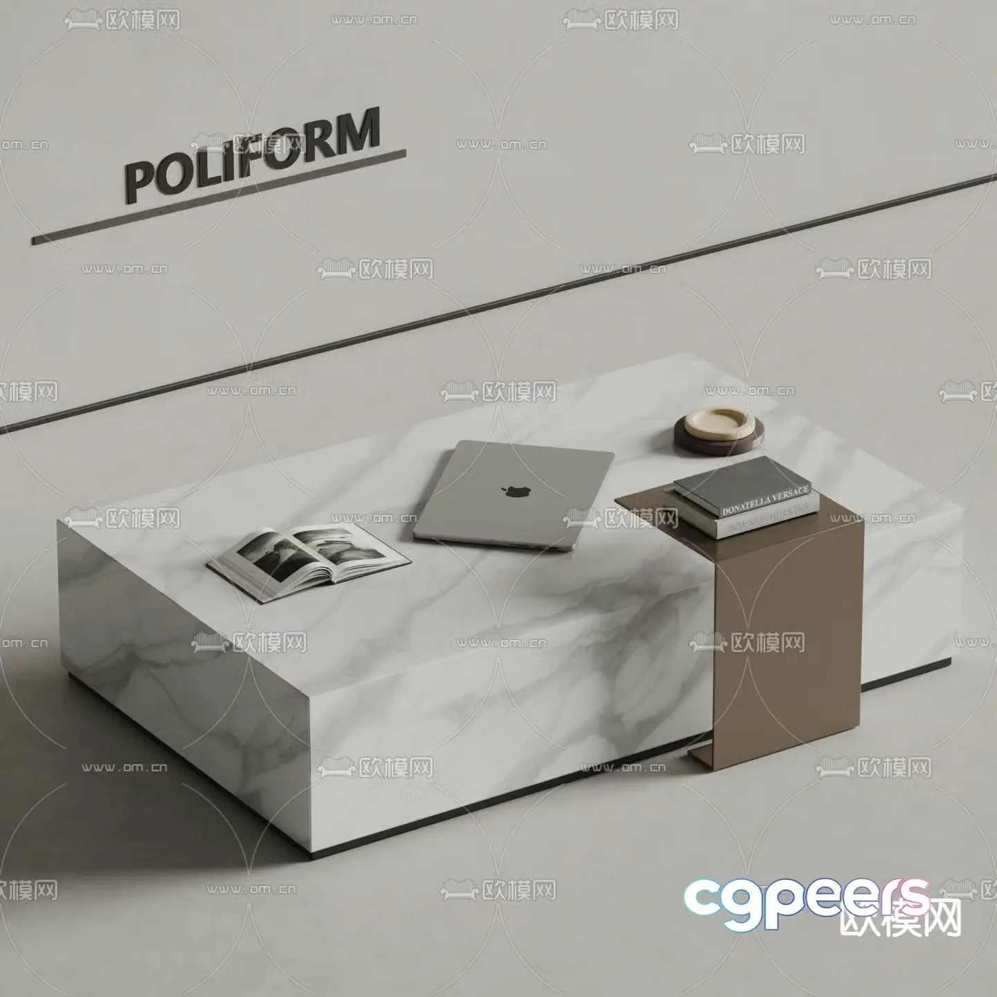 Marble coffee table square coffee table 3d model