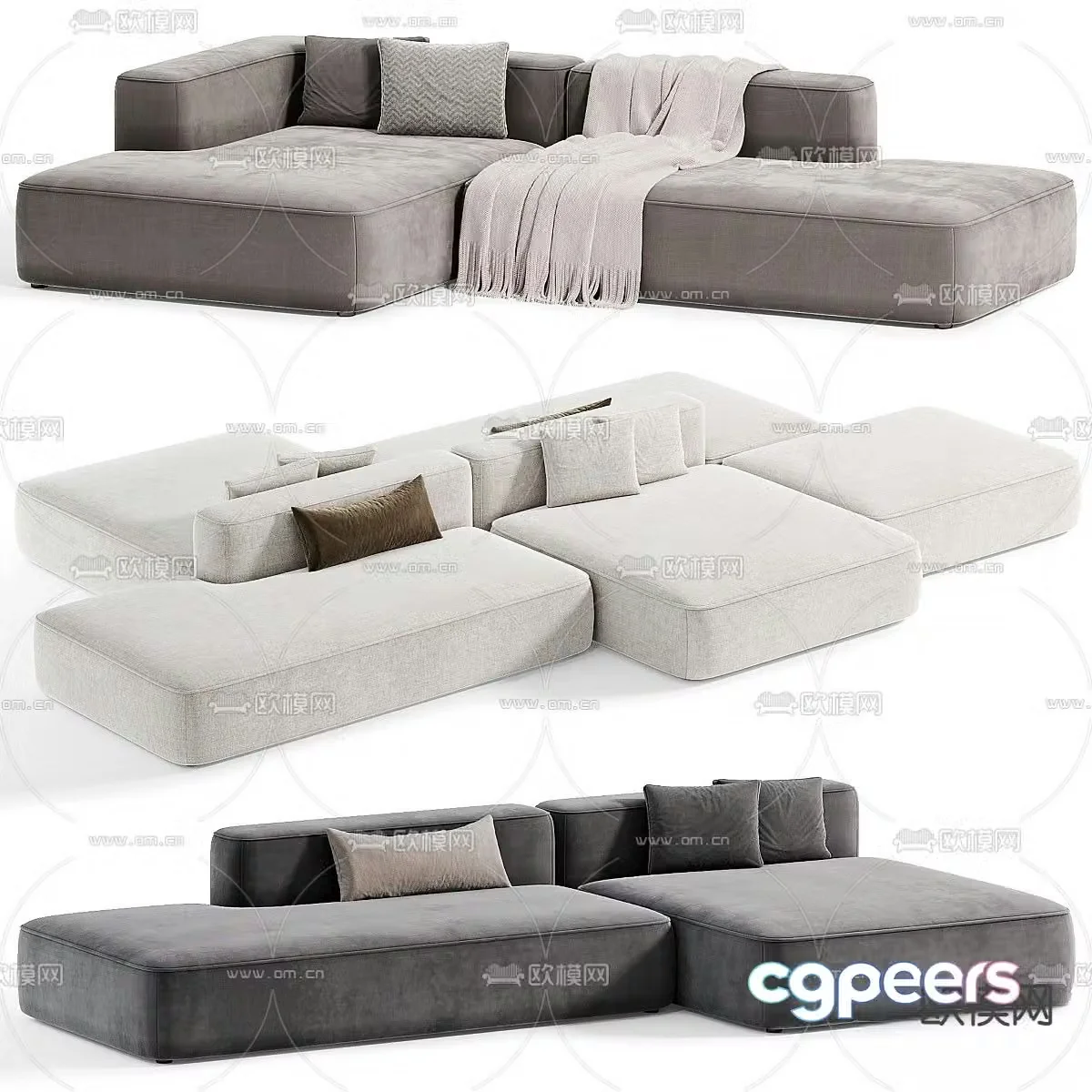 Leman modular sofa multi-person sofa 3d model