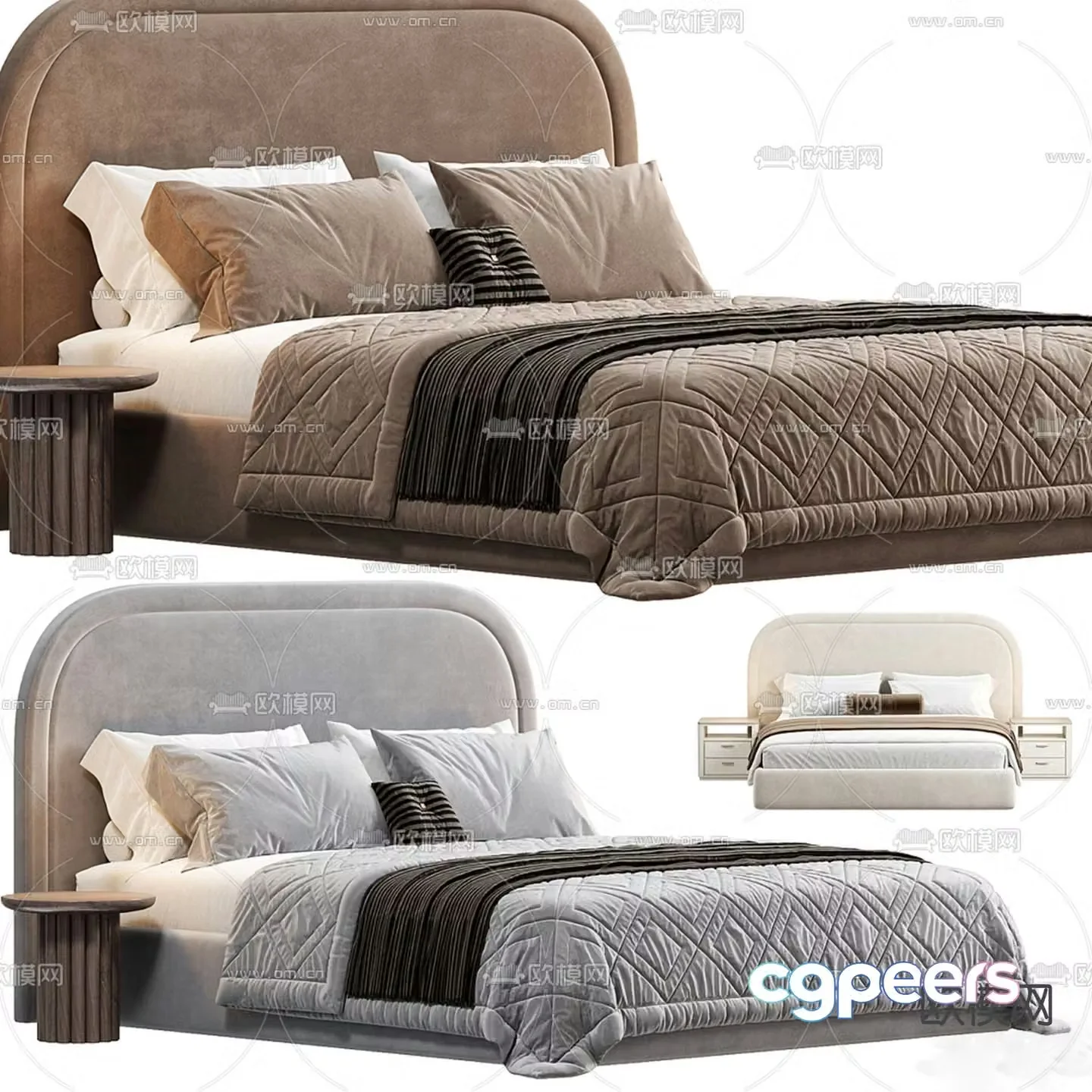 Modern double bed 3d model