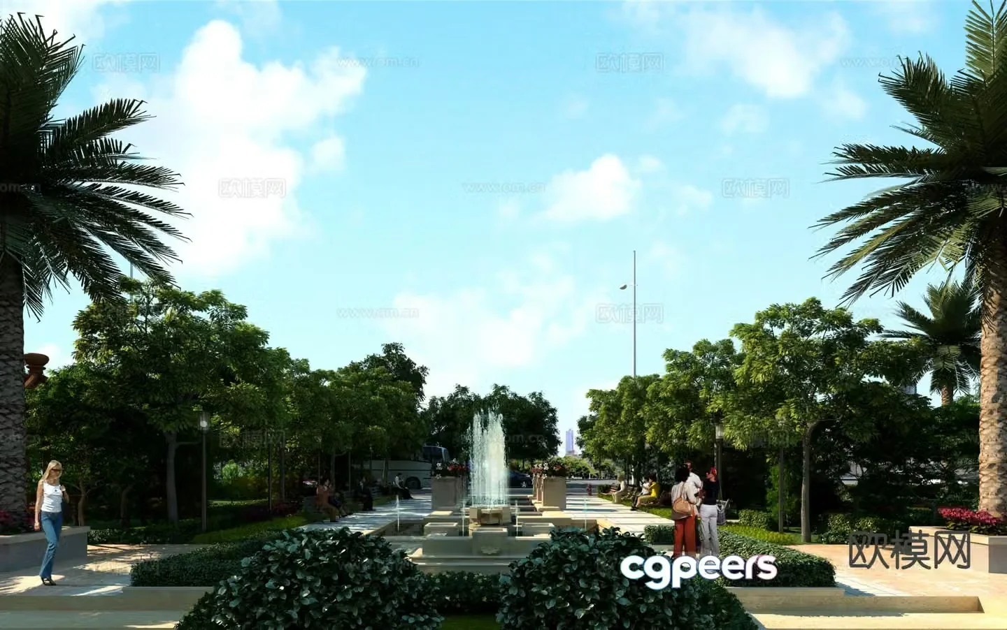 Modern park landscape 3d model