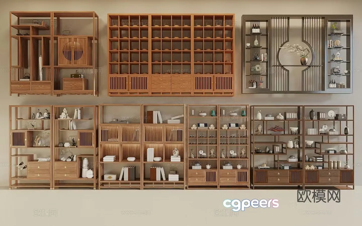 Song style new stroke ancient shelf store shelf display cabinet decoration ornament tea cabinet 3d model