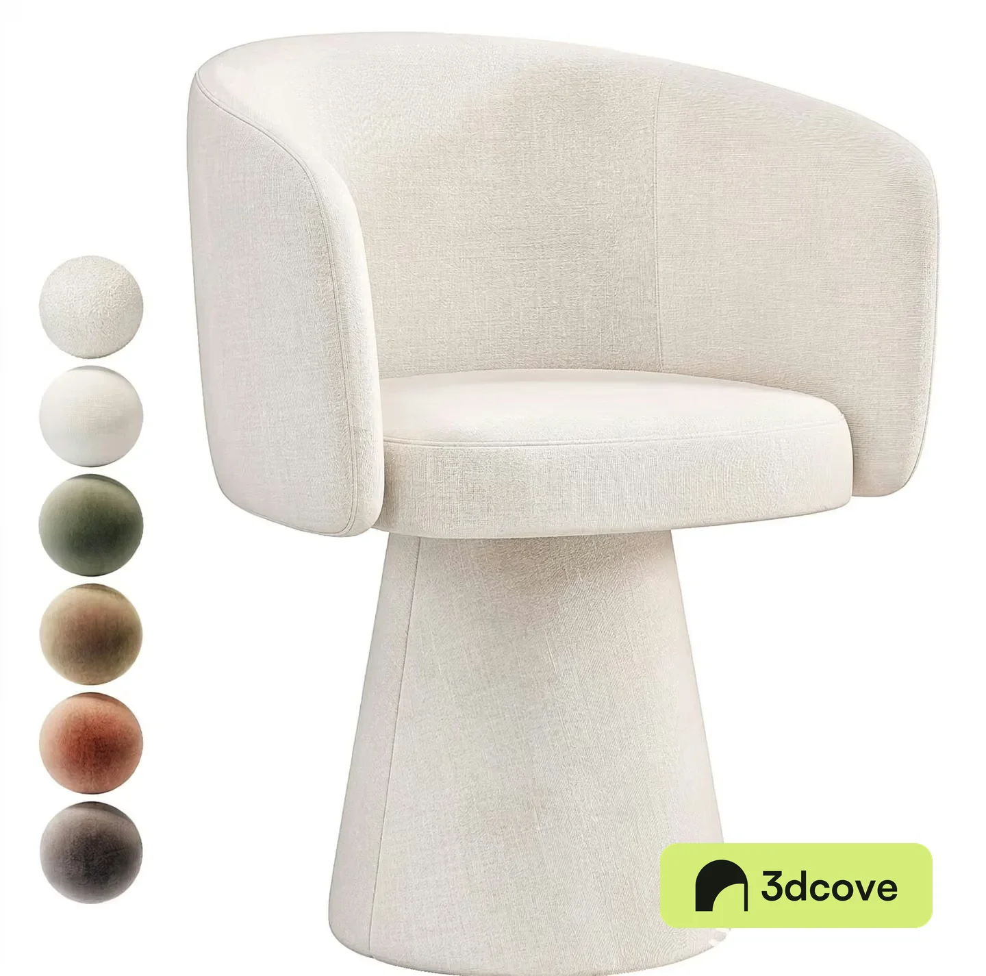 A White Chair With A Rounded Back And Base