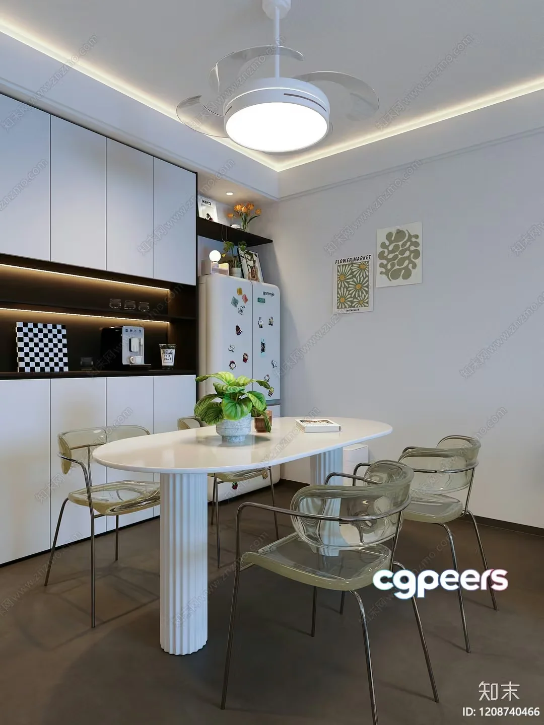 Modern Dining Area 3D Model – 2016 – VRAY Render