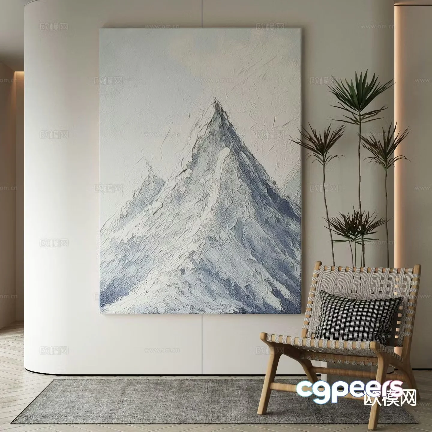 Modern decorative painting mountain oil painting 3d model