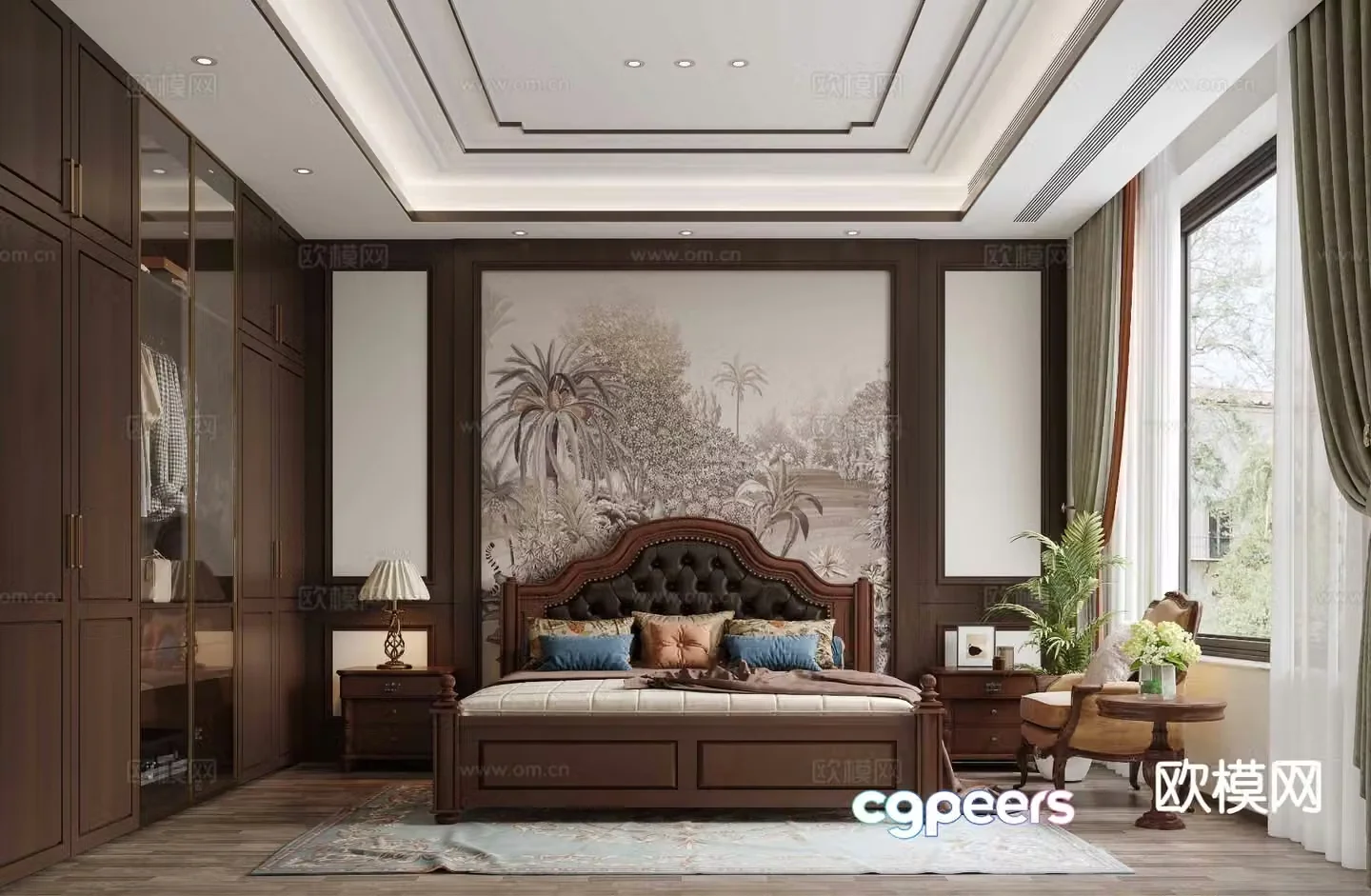 American style bedroom master bedroom 3d model