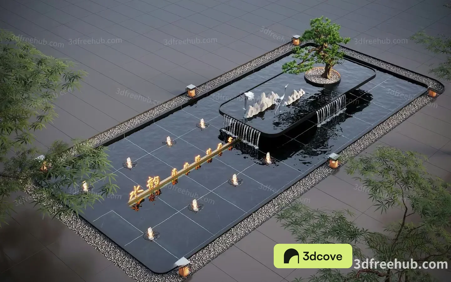 A 3D Rendering Of A Fountain