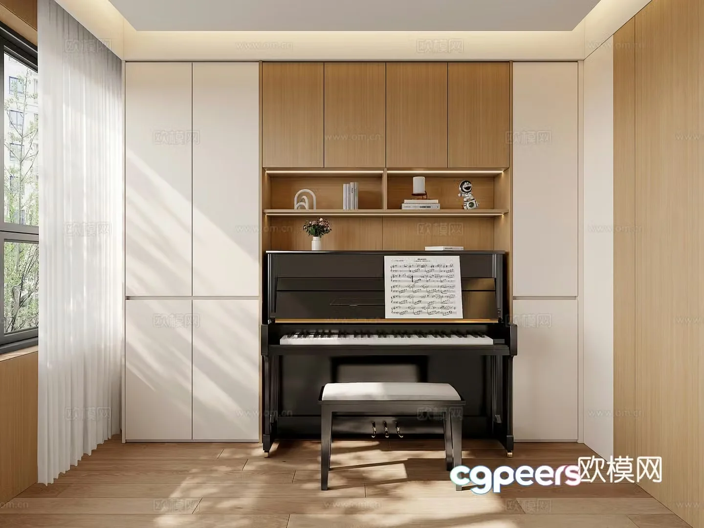 Modern piano cabinet piano combination 3D model