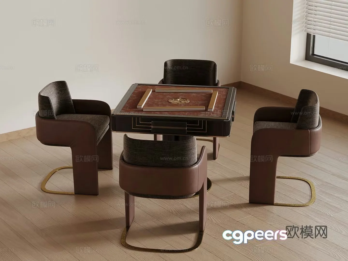 Modern chess board mahjong table 3d model
