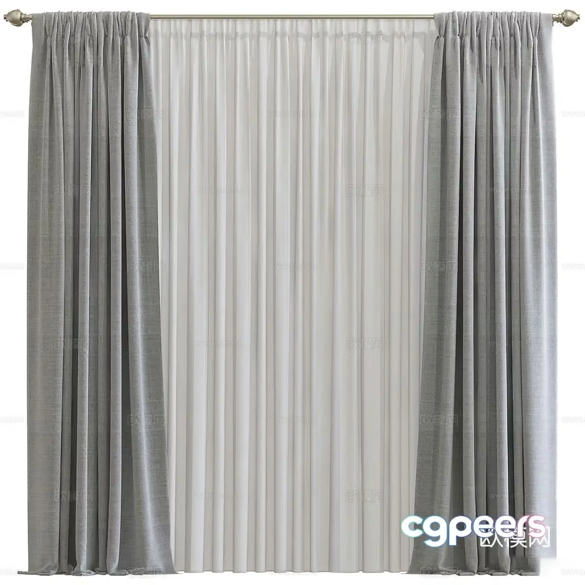 Modern fabric curtain 3d model