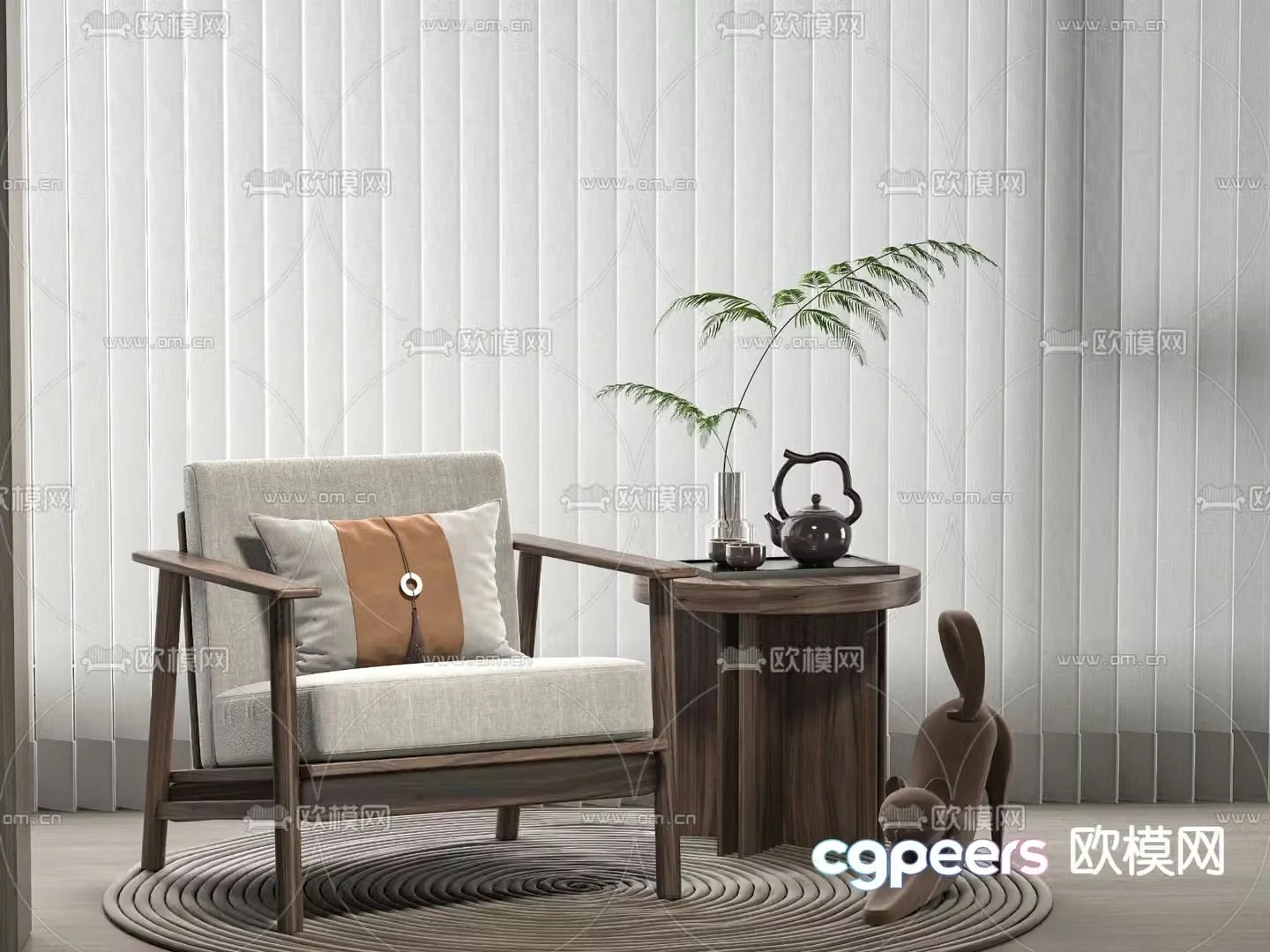 New Chinese style chair leisure chair 3d model
