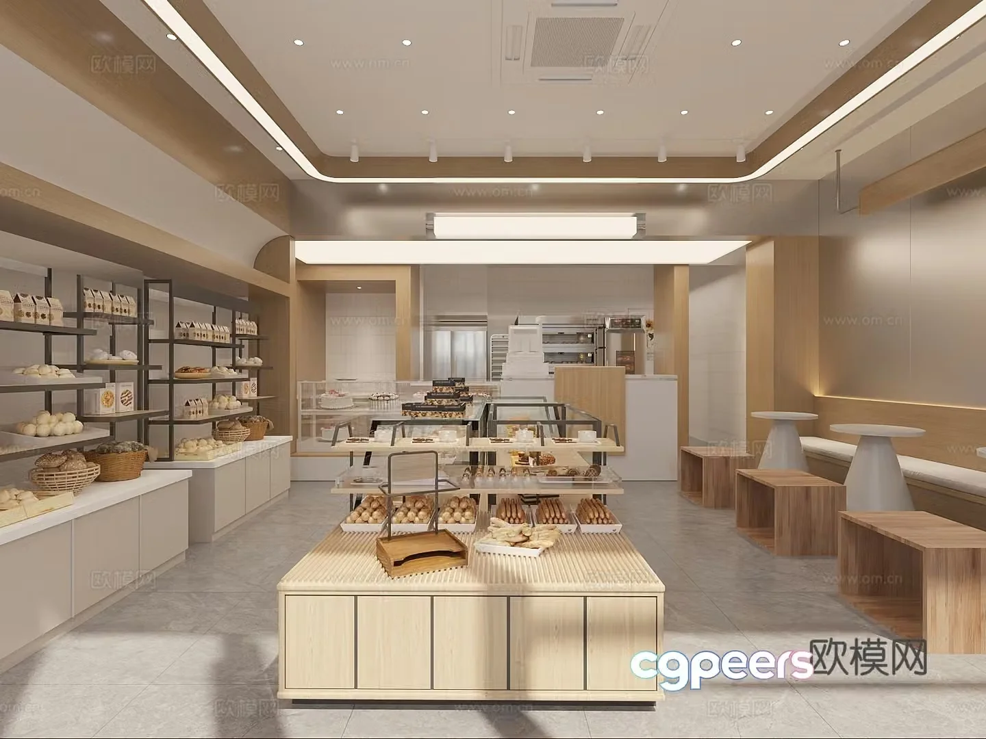 Modern log dessert bakery Dessert bakery Bread cabinet Bread rack 3D model